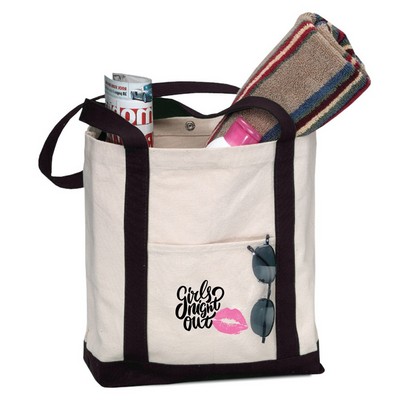 Two Tone Canvas Boat Bag With Snap Closure