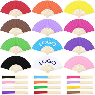 8" Custom Bamboo Paper Party Favors Handheld Folding Fans