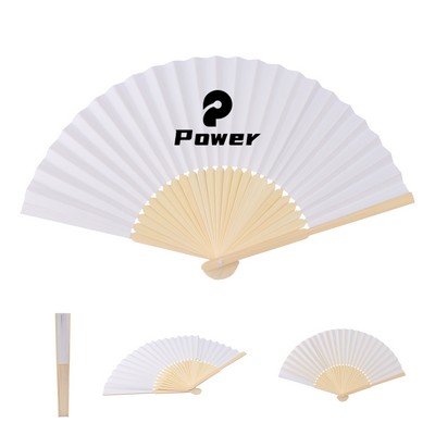 8.3"x15" Full Color Paper Folding Hand Fans W/ Bamboo Frame